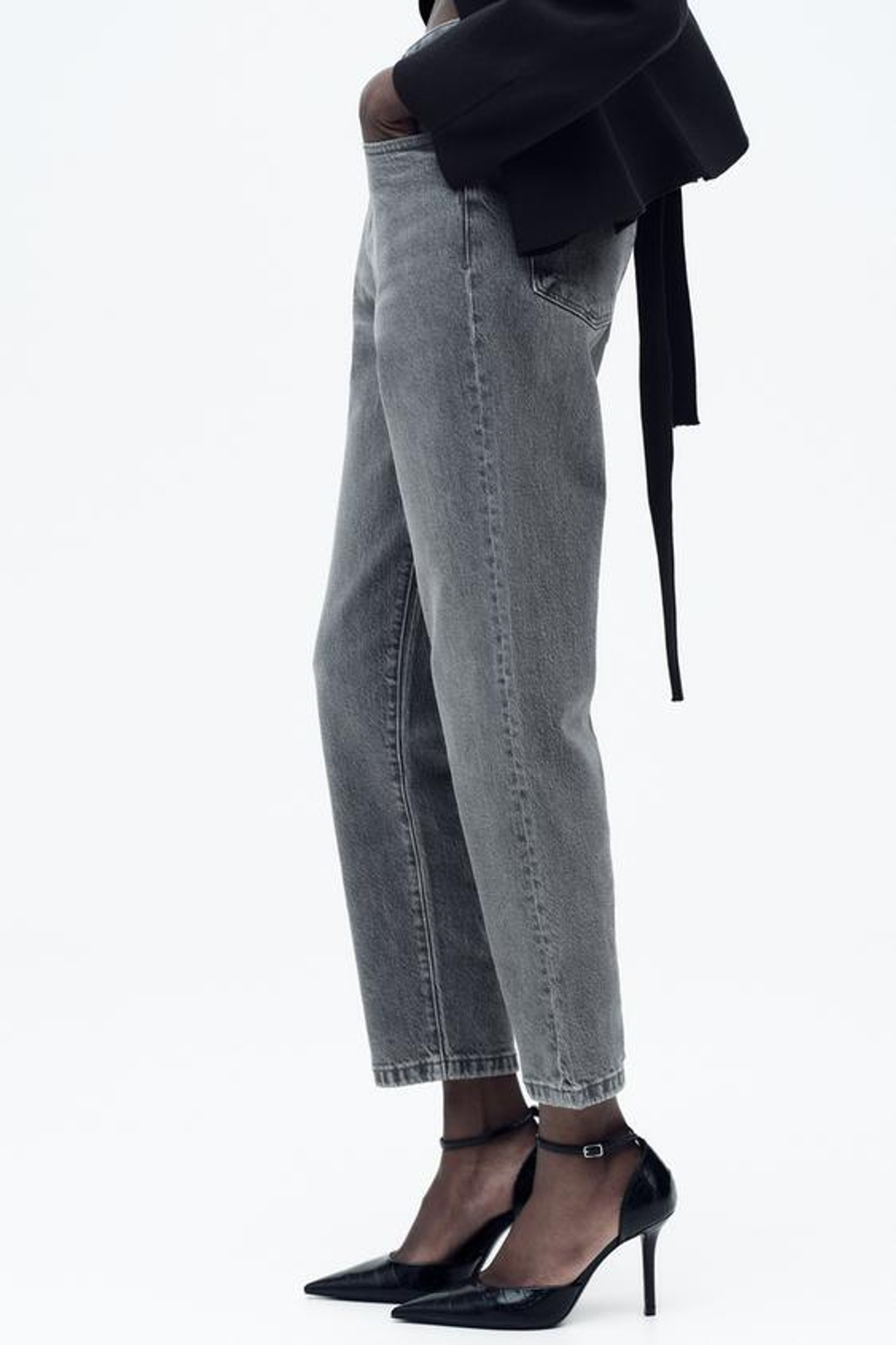 ZARA ДЖИНСЫ Z1975 SLIM MOM FIT С ВЫСОКОЙ ПОСАДКОЙ, СЕРЫЙ