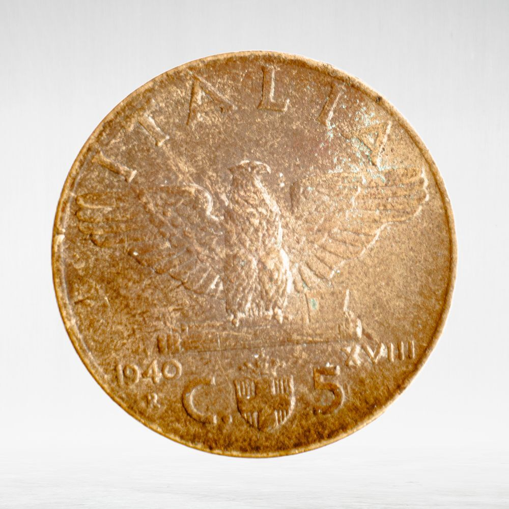 Italy 5 Centesimi 1940 R "Victor Emmanuel III - Eagle and Fasces", VF