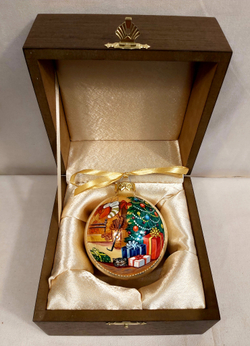 Набор шар новогодний с круговой росписью Палех "Ангелочек" в футляре