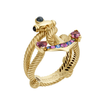 Кольцо Якорь с Турмалинами, Топазами и Сапфирами, R0296-0/2