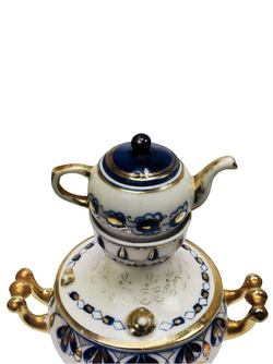 Статуэтка "Самовар с заварочным чайничком" Гжель