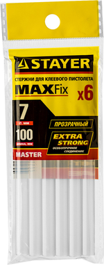 STAYER Cristal, 7 х 100 мм, 6 шт, прозрачные, универсальные клеевые стержни Professional (2-06817-T-S06)