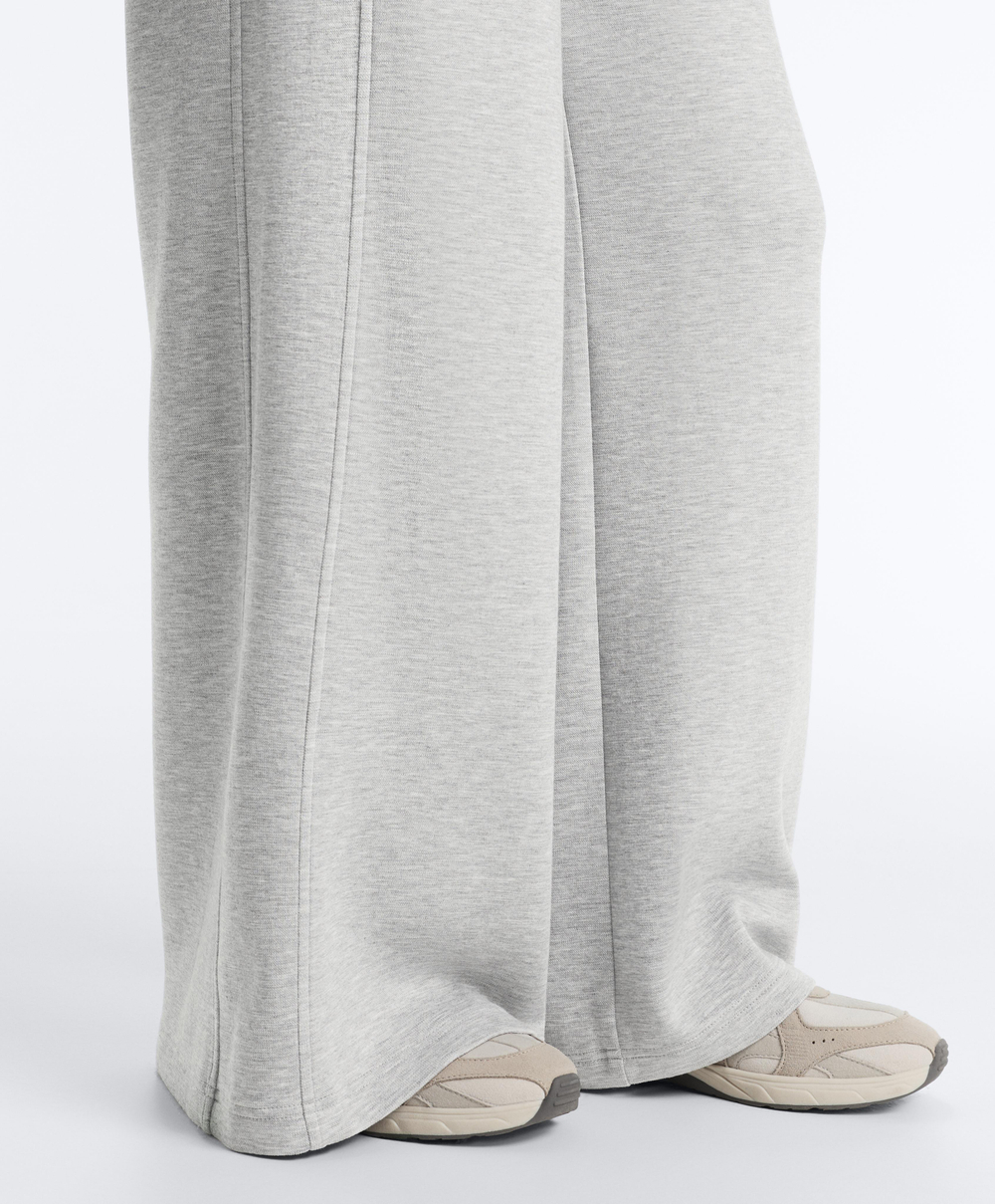 OYSHO Брюки прямого кроя из меланжевого пике, серый меланж