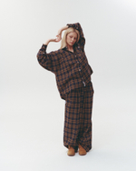 Plaid Baggy Pants Dark-Blue