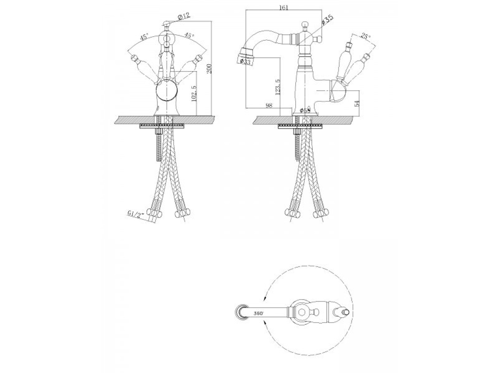Смеситель для биде Aksy Bagno Faenza 402b-Bronze схема