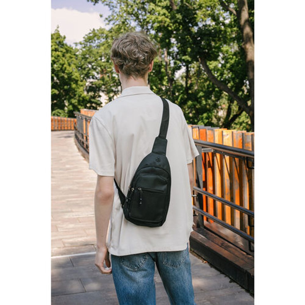 Рюкзак однолямочный HEIKKI PROMPT (ХЕЙКИ), 2 отделения, черный, 30х16х6 см, 273926