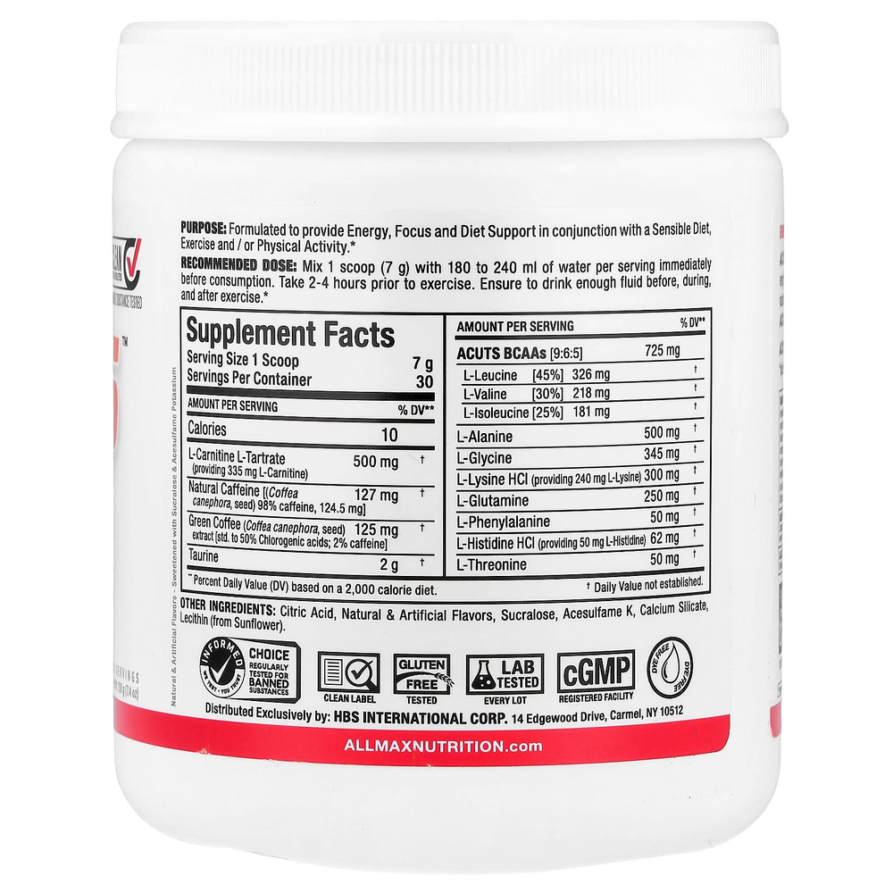 ALLMAX, ACUTS™, аминокислотная добавка, со вкусом арбуза, 210 г (7,4 унции)