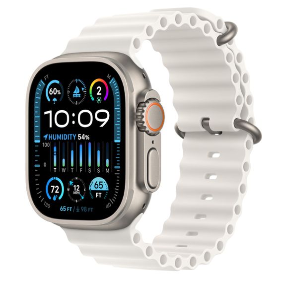 Часы Apple Watch Ultra 2 GPS + Cellular 49 мм, титановый корпус, ремешок Ocean Белого цвета