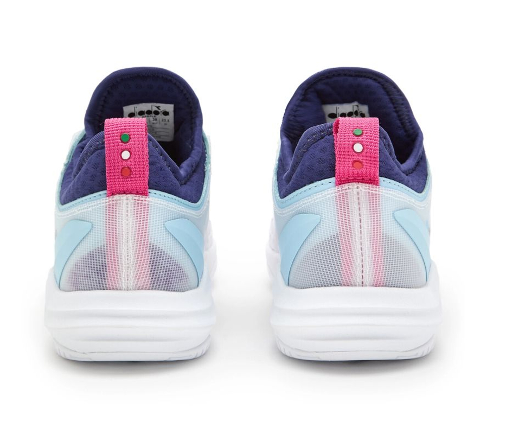 Женские теннисные кроссовки Diadora Speed Blushield Fly 4 + AG - white/blue print/pink yarr