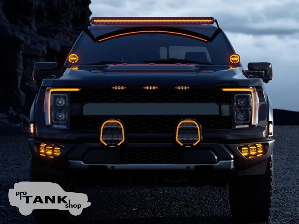 Фара светодиодная AURORA 7″ c подсветкой корпуса (ДХО) Янтарный + Белый 1 шт.