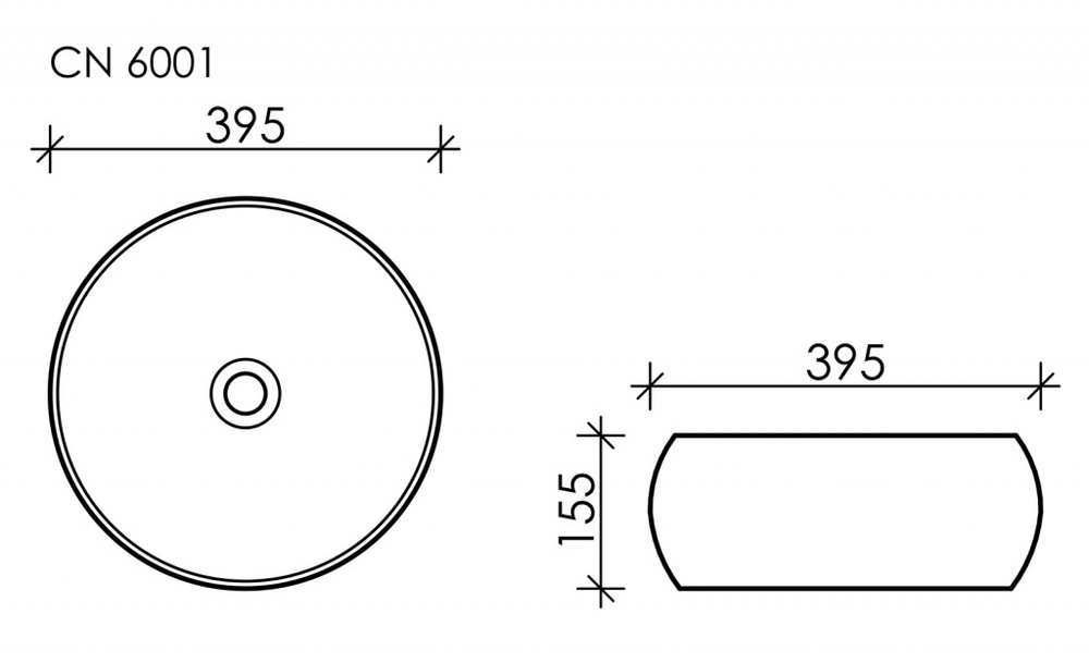 Умывальник чаша накладная круглая Element 395x395x155мм
