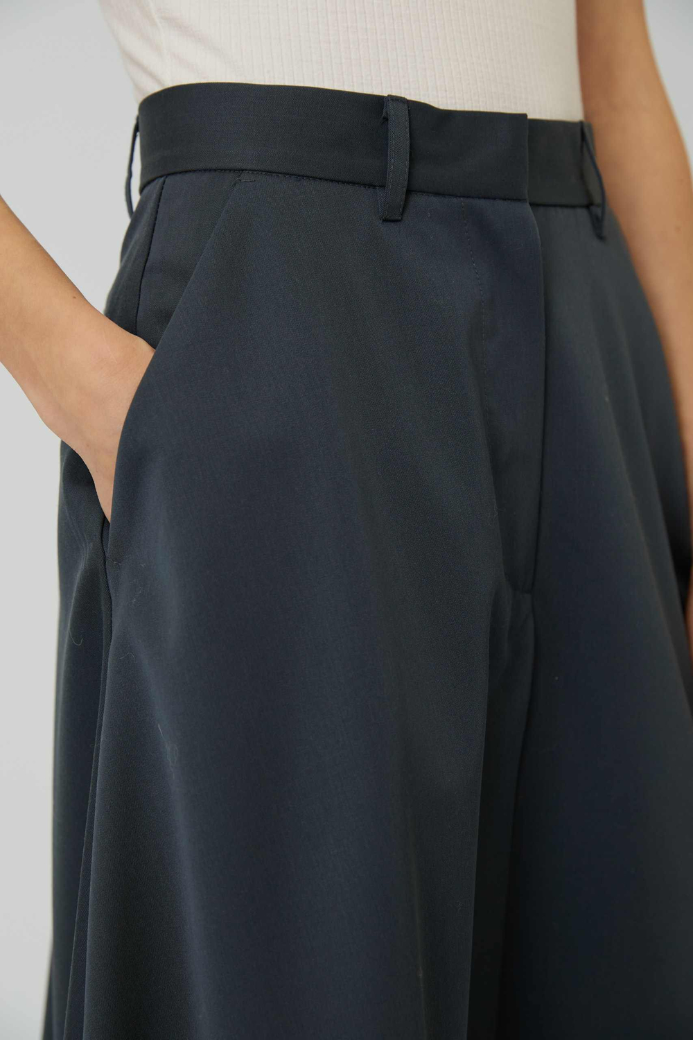 Юбка макси из серо-голубой шерсти