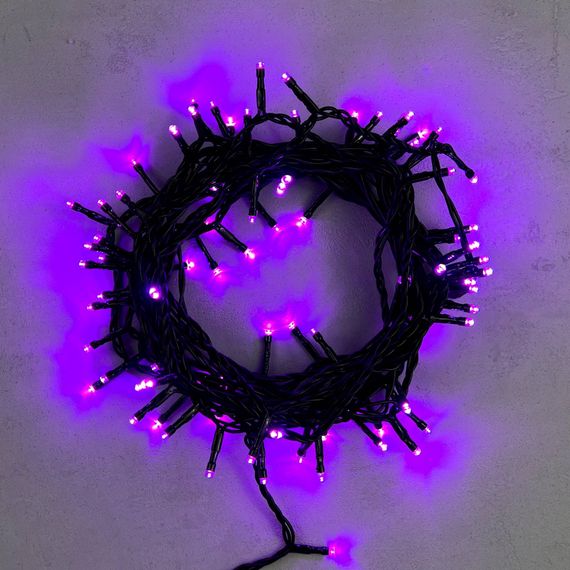 Светодиодная нить 100 пурпурных LED ламп, 10 м., 24В., черный провод ПВХ, Beauty Led (PST100-11-1PU)
