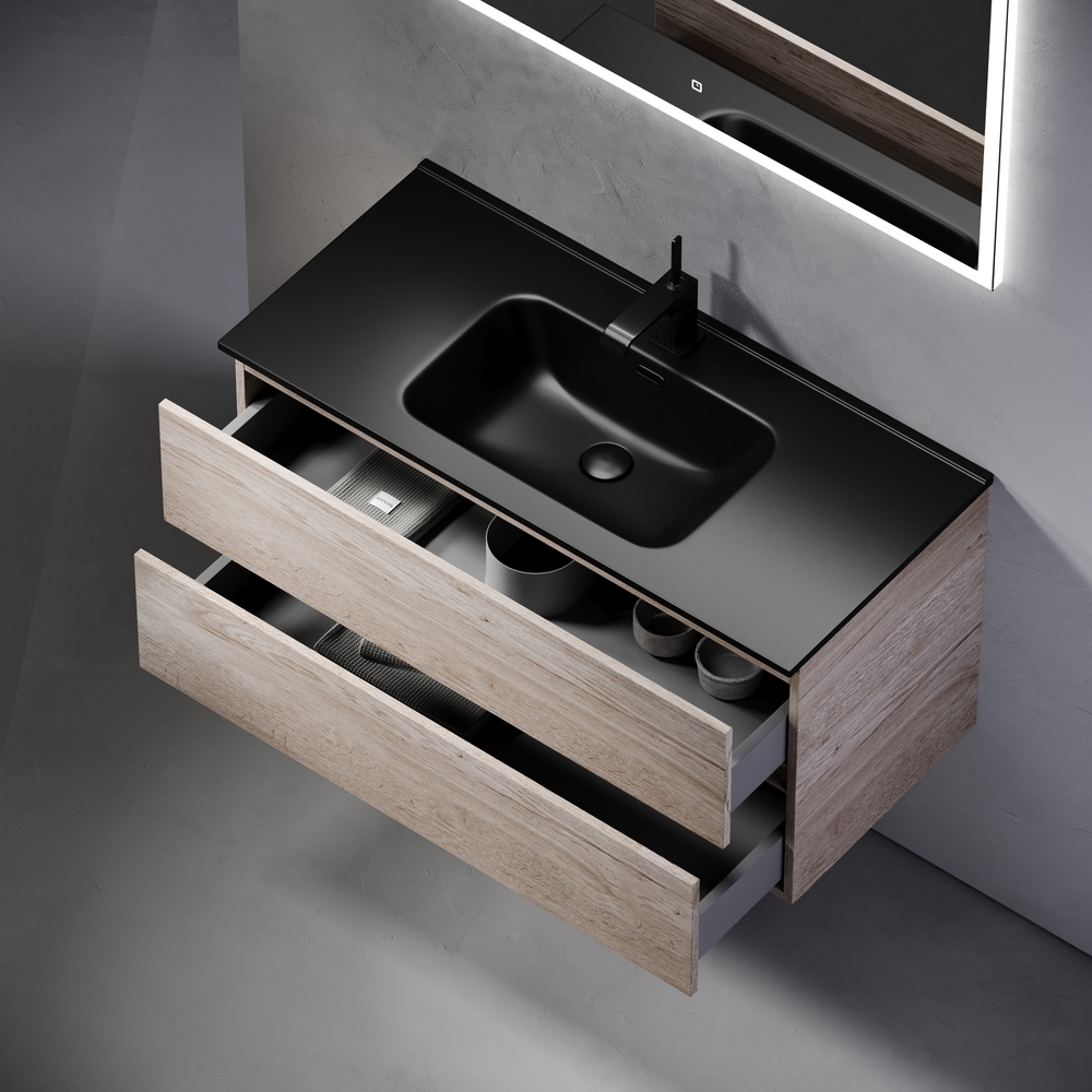 Тумба подвесная под раковину Sancos Urban, дуб галифакс натуральный 990х450х550