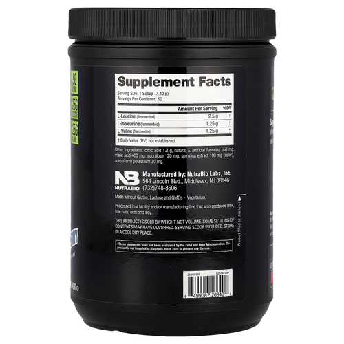 NutraBio, BCAA 5000, голубая малина, 444 г (0,98 фунта)