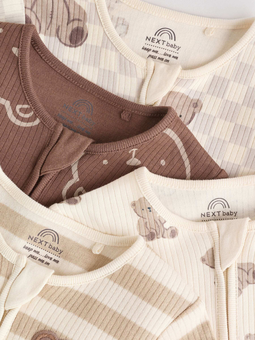 Комбинезон / Слип для малышей Next AW3-055, 4 шт., Коричневый, Молочный