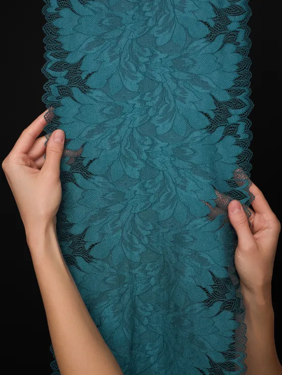 03-77 ОПТ Кружево эластичное 24 см, зеленый