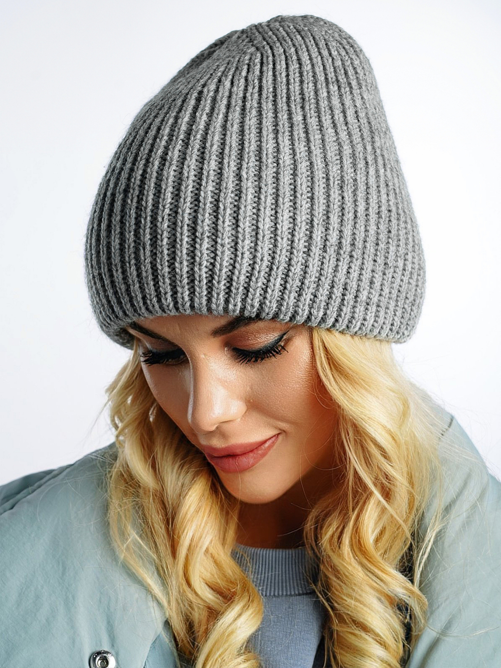 Шапка вязаная "Fishka" Светло-серый