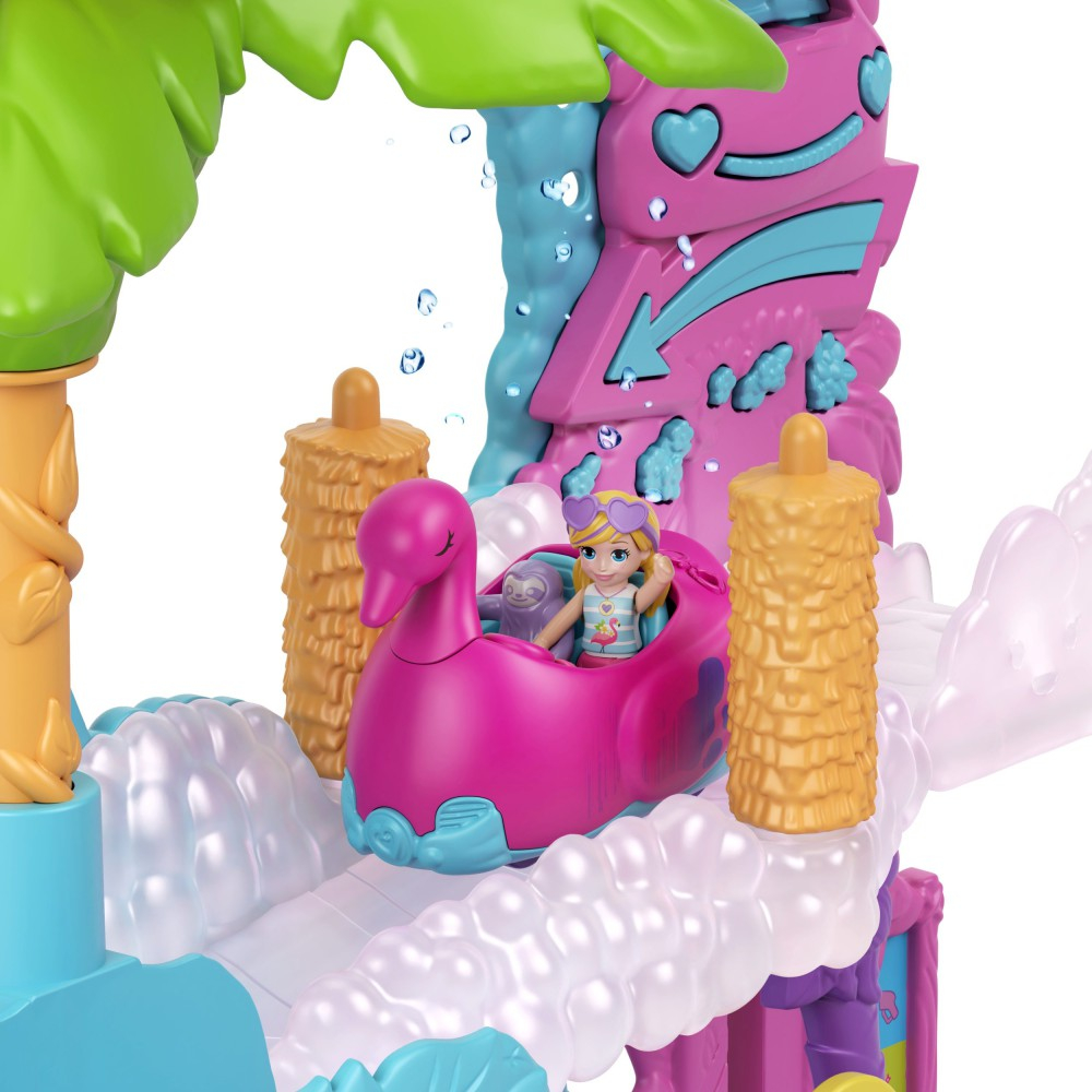 Polly Pocket - Фламинго Мойка Набор с 2 куклами, 2 животными и транспортным средством HHJ05