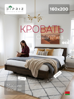 Двуспальная кровать 160х200 Калантея, массив березы, коричневая