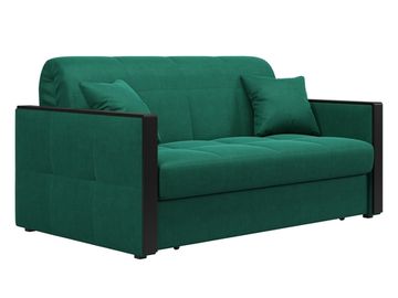 Диван Лион 1,6 - Velutto 33 изумрудный/накладка венге