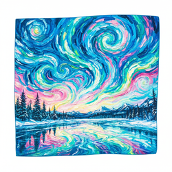 Шейный платок «Северное сияние Ван Гога», 70×70 см
