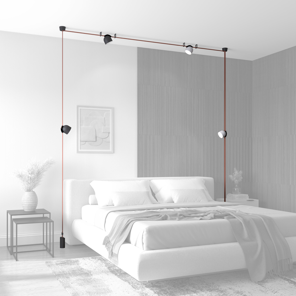 DK5543-WH+BK Поворотный светильник для трека-ремня Belty, серия Spot, со светодиодом, D100*H107мм, 48V DC, 12W, RA90, 120°, 3000K, IP20, белый с черным, алюминий