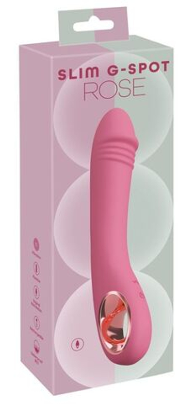 Розовый тонкий вибратор для точки G Slim G-Spot Rose - 21,4 см. (Цвет: розовый)