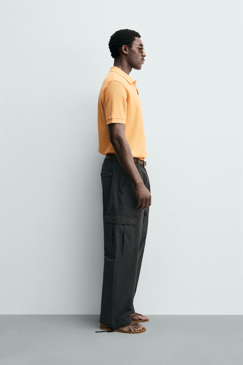 ZARA ПОЛО ПИКЕ REGULAR FIT, ОРАНЖЕВЫЙ