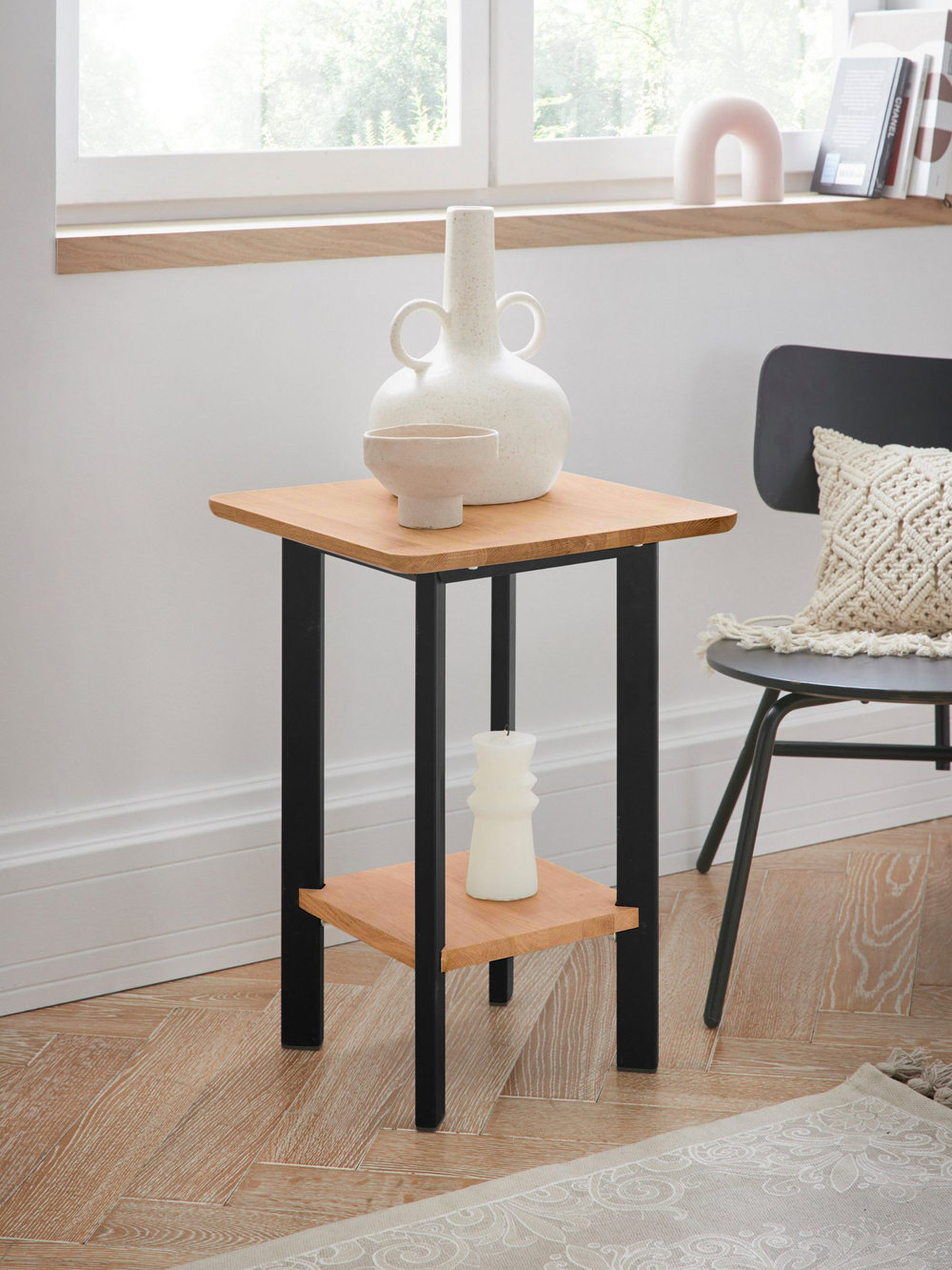 Журнальный столик 40х40х55, Виби, прикроватный, консоль, массив дуба, MAKOSA