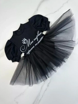 Платье-боди черное для новорожденных