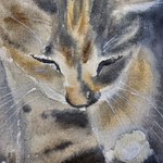 Картина авторская акварельная в паспарту 30х40 см на стену для интерьера "Шалунишка"