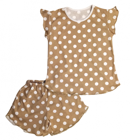 Пижама 614/16 коричневая, горох