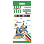 Карандаши цв. 12цв."ЗАМОК" пласт, зат., (Пифагор)