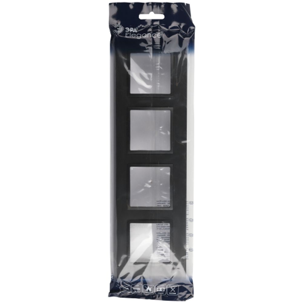 Рамка для розеток и выключателей ЭРА Elegance 14-5014-05 Classic, на 4 поста, антрацит