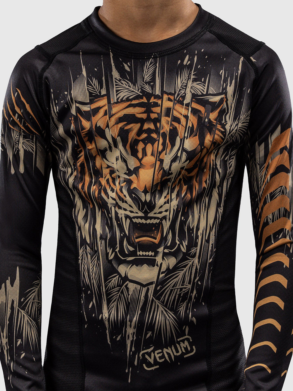 Рашгард детский Venum Tiger Black/Neo Orange L/S