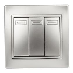 Выключатель Intro Plano 1-106-03 тройной, 10А-250В, IP20, СУ, алюминий | Intro