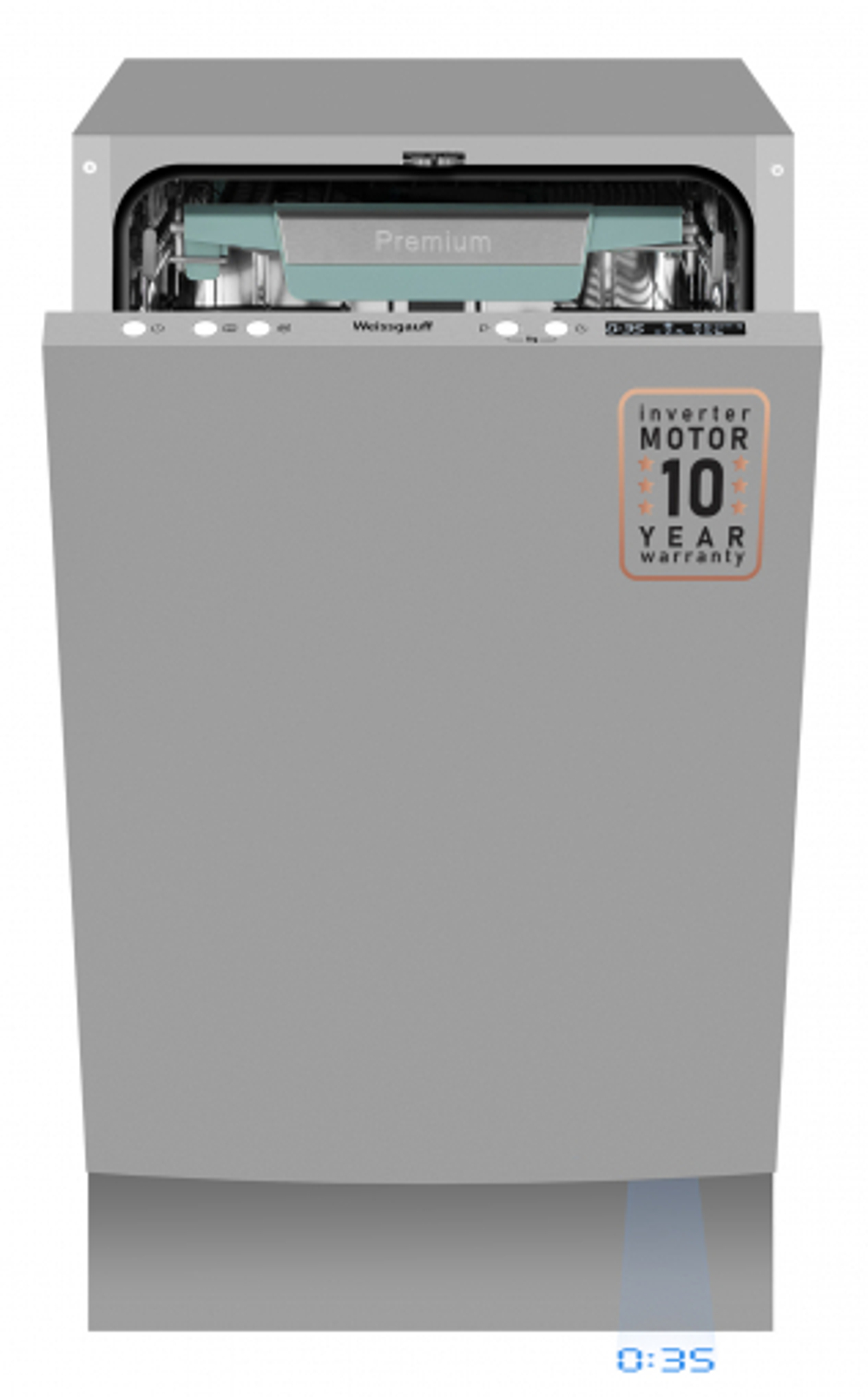 Встраиваемая посудомоечная машина Weissgauff BDW 4575 D Inverter AutoOpen Timer Floor