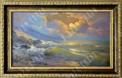 Беляев В.В. Ночное море. Холст, масло. 2022 г.  25х45 см