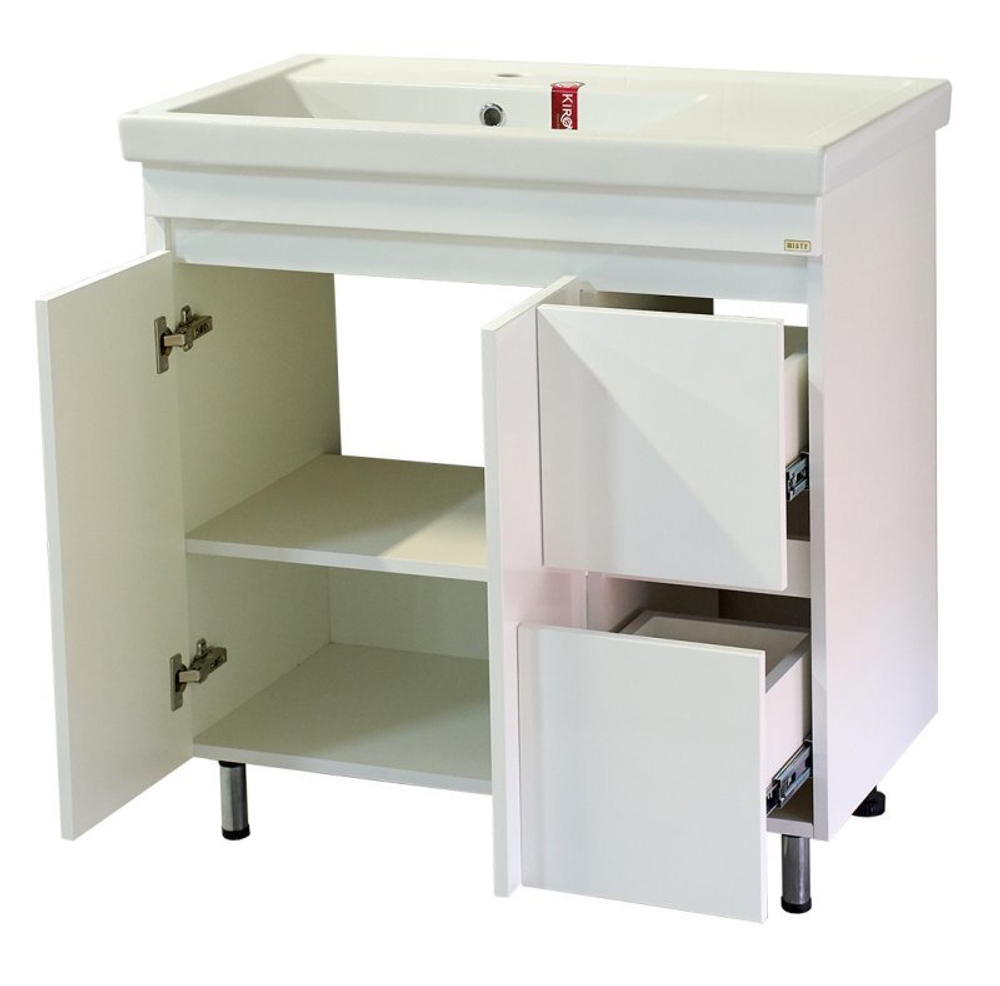 Тумба MISTY Фостер - 80 напольная с 2 ящ. правая c умывальником