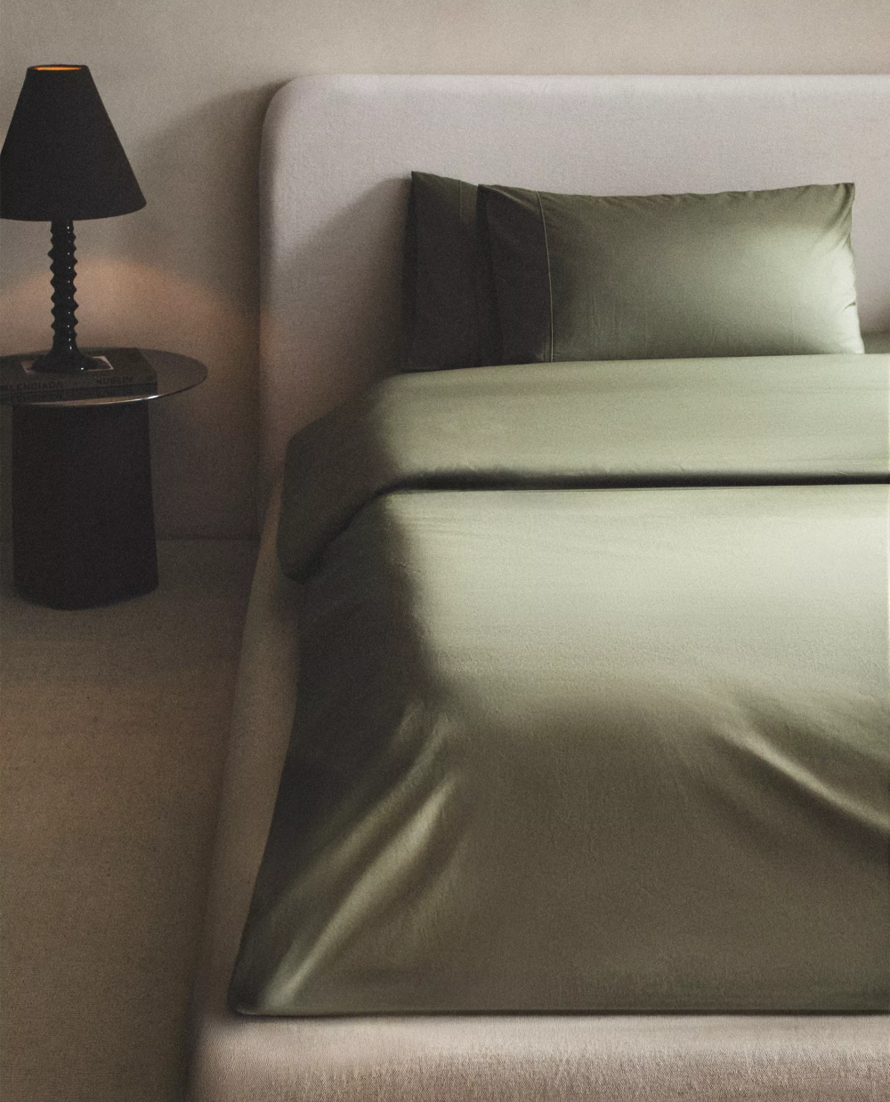 ZARA HOME (300 НИТЕЙ) ПОДОДЕЯЛЬНИК ИЗ ХЛОПКА ПЕРКАЛЬ, ЗЕЛЕНЫЙ