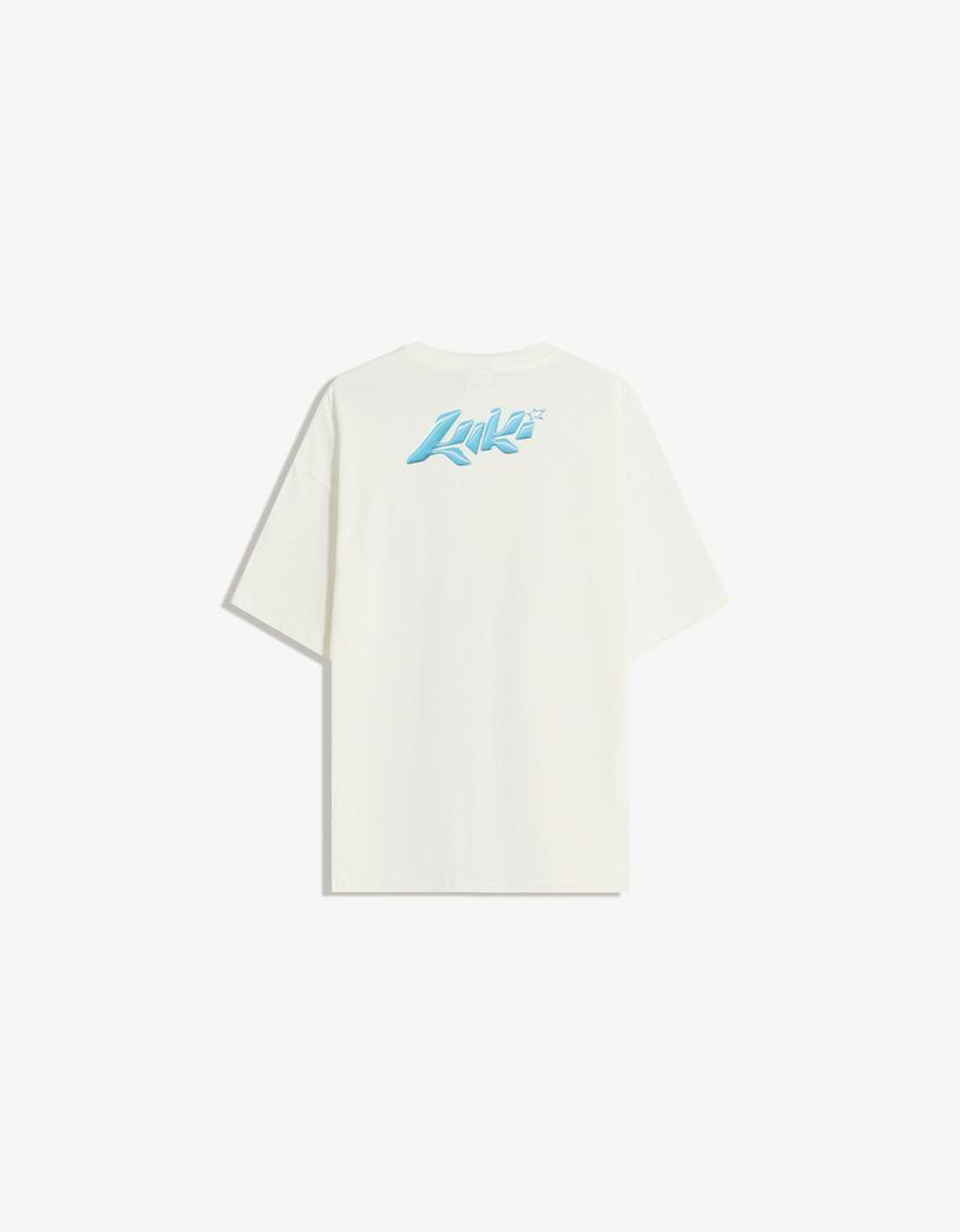 BERSHKA Футболка с коротким рукавом и принтом Lisa, белый