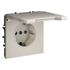 Розетка встраиваемая VOLTUM S70 с заземлением, защитными шторками и крышкой 16А, (кашемир)