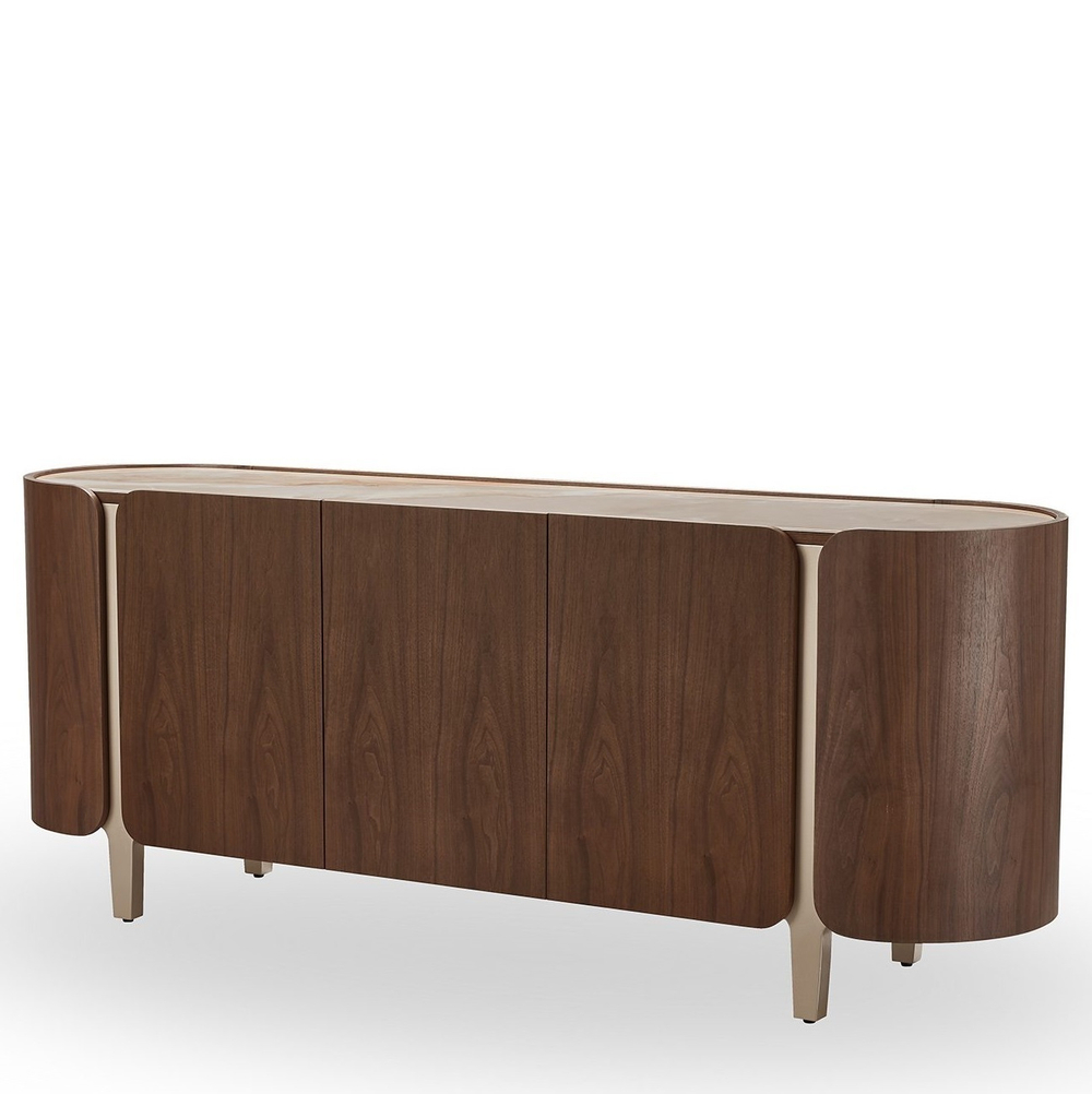 Буфет SELECT 3138 глянцевая керамика ТОСКАНЕ/орех/золото