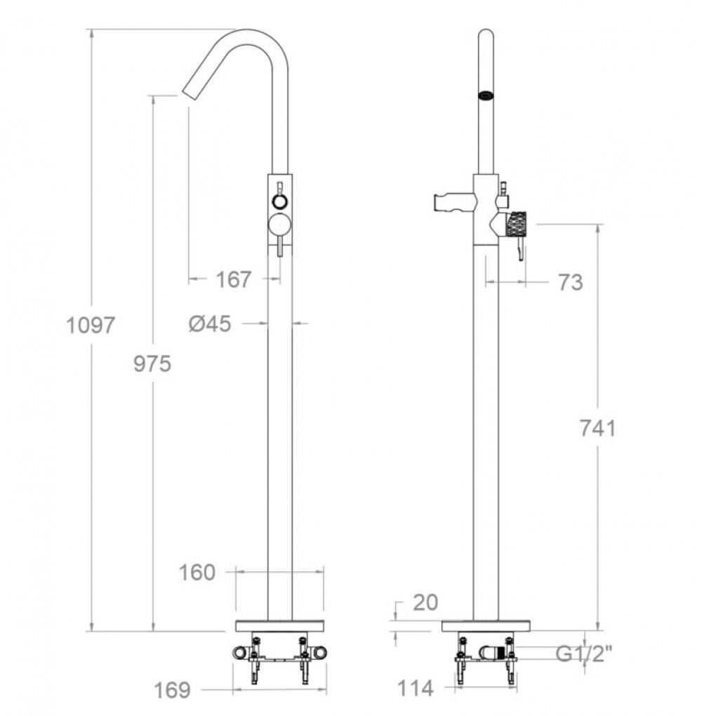 Напольный смеситель для ванны ODISEA JOYA 598503SOC золото