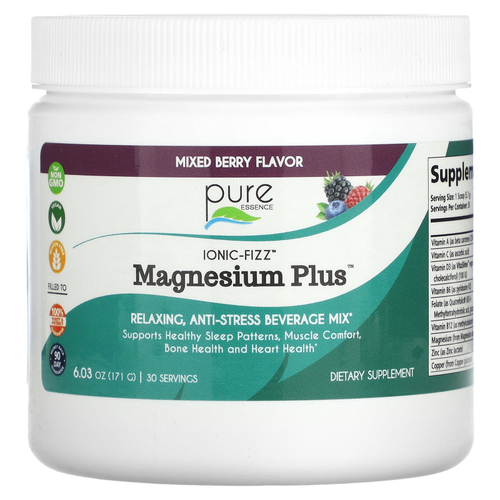 Pure Essence, lonic-Fizz™, Magnesium Plus™, со вкусом ягодного ассорти, 171 г (6,03 унции)