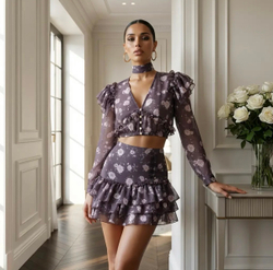 Топ с воланами Afina, мокко