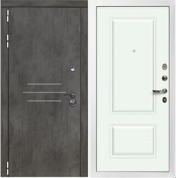 Входная дверь в квартиру Император 3К №22 Темный бетон (белая коробка) №55 Вероник эмаль белая