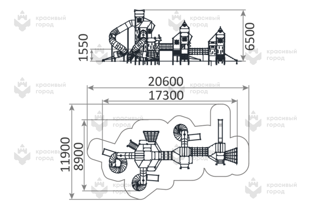 Игровой комплекс Небесное дерево тип-1 с канатным переходом