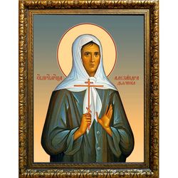 Александра Дьячкова, послушница, преподобномученица. Икона на холсте. В раме 30 х 40 см.